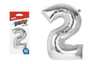 balónek č. 2 nafukovací fóliový 40 cm - stříbrný 8000135