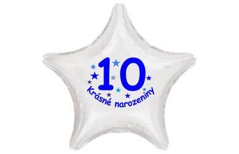 Krásné 10. narozeniny fóliový balónek hvězda pro kluky