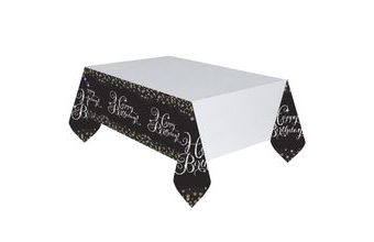 Ubrus narozeniny stříbrno-zlatý 120 cm x 180 cm Amscan