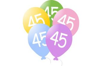 Balonky narozeniny 5ks s číslem 45