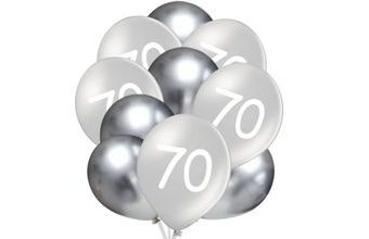 Balónky 70 narozeniny stříbrné 10 ks 30 cm mix