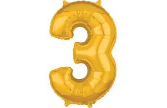 balónek fóliový narozeniny číslo 3 zlatý 66cm