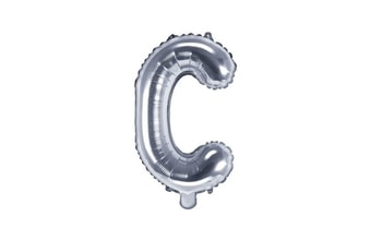 Balón foliový písmeno "C", 35 cm, stříbrný (NELZE PLNIT HELIEM)