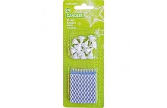 Dortové svíčky modré 24ks svíček a 12ks držáků