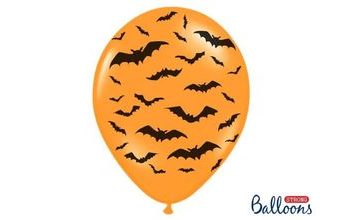 Silné Balónky 30 cm PASTELOVÉ - ORANŽOVÉ netopýři - 1 ks - Halloween