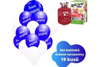 Helium set - tmavěmodré balónky KRÁSNÉ NAROZENINY -