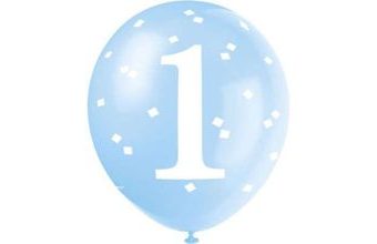 Balónky 1. narozeniny KLUK - 5 ks - 30 cm - MODRÉ