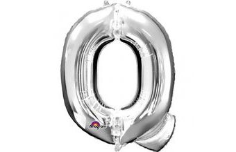 Písmena Q stříbrné foliové balónky 81 cm x 60 cm