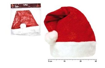 Čepice mikulášská s vločkami 29x39 cm