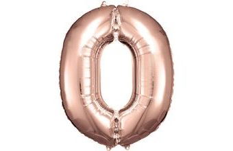 Balónek fóliový narozeniny číslo 0 růžovo-zlaté 86cm