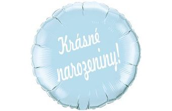 Balónek fóliový světle modrý kruh Krásné narozeniny!