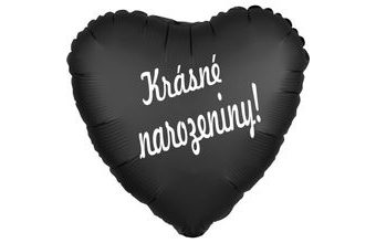 Balónek fóliový černé srdíčko Krásné narozeniny!