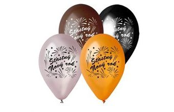 Balónky metalické 30 cm ŠŤASTNÝ NOVÝ ROK - 5 ks - Silvestr