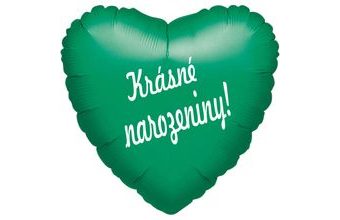 Balónek fóliové zelené srdíčko Krásné narozeniny!