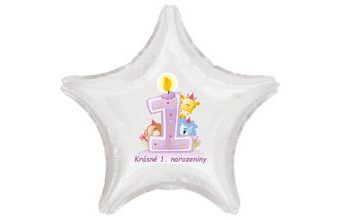 Krásné 1. narozeniny fóliový balónek srdíčko pro holky