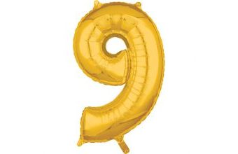 balónek fóliový narozeniny číslo 9 zlaté 66cm