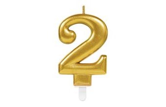 Svíčka číslo 2 zlatá