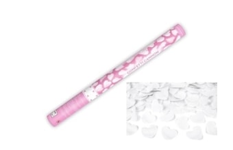 Konfety 60 cm - BÍLÉ Srdce - Svatba / Valentýn