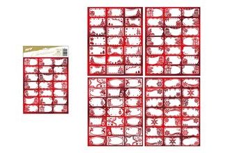 samolepky na dárky vánoční červené 200x300mm/21ks 8885876