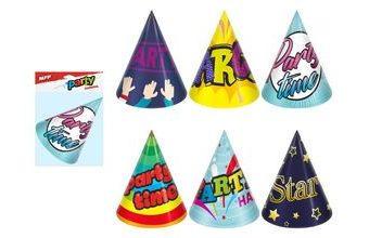 Klobouček karnevalový papírový mix č. 3 6 ks 16 cm