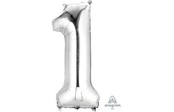 Balónek fóliový narozeniny číslo 1 stříbrný 86 cm