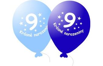 Balónek modrý KRÁSNÉ NAROZENINY číslo 9 - 5 ks