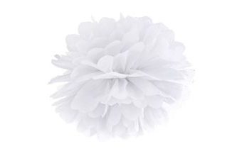 Papírový pompom 35 cm - BÍLÁ