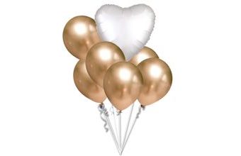 Balónky chromové zlaté a bílé srdíčko set