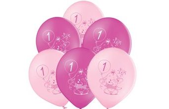 Balónky 1.narozeniny růžový slon 6 ks