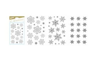 samolepky vánoční vločky 80x120mm stříbrná 8882324