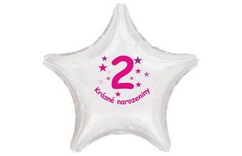 Krásné 2. narozeniny fóliový balónek hvězda pro holky