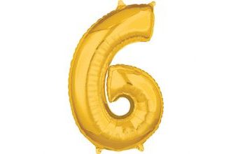 balónek fóliový narozeniny číslo 6 zlaté 66cm