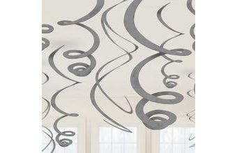 Závěsná dekorace stříbrná 12ks 55,8 cm