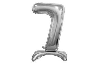 Balón foliový číslice STŘIBRNÁ na podstavci, 74 cm - 7