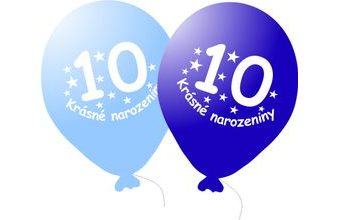 Balónek modrý KRÁSNÉ NAROZENINY číslo 10 - 5 ks
