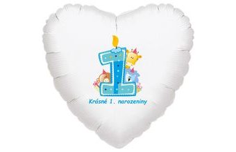 Krásné 1. narozeniny fóliový balónek srdíčko pro kluky