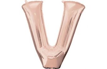 Písmeno V růžovo-zlaté foliový balónek 83 cm