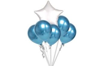 Balónky chromové modré a bílá hvězda set