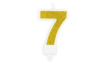 Narozeninová svíčka 7, zlatá, 7 cm