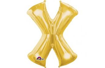 Písmena X zlaté foliové balónky 83 cm x 68 cm