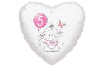 5. narozeniny růžový slon srdce foliový balónek