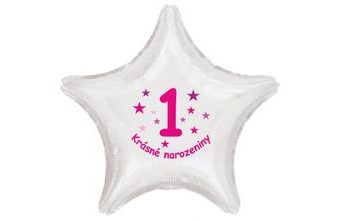 Krásné 1. narozeniny fóliový balónek hvězda pro holky