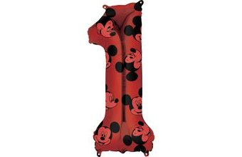 Mickey Mouse balónek číslo 1 červený 66 cm