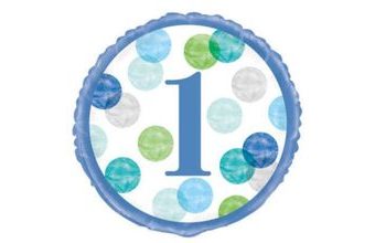 Balón foliový 1. narozeniny modrý s puntíky - 45 cm