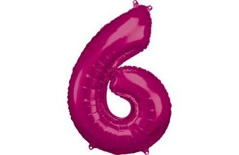 Balónky fóliové narozeniny číslo 6 růžové 86cm