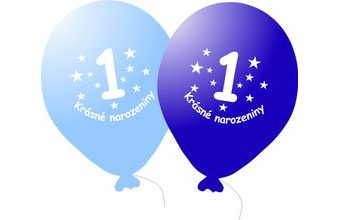 Balónek modrý KRÁSNÉ NAROZENINY číslo 1 - 5 ks