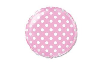 Balón foliový Kulatý růžový s bílými puntíky 45 cm