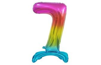 Balón foliový číslice DUHOVÁ na podstavci, 74 cm - 7