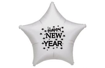 Balónek fóliový Happy NEW YEAR stříbrná hvězda