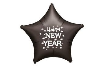 Balónek fóliový Happy NEW YEAR černá hvězda